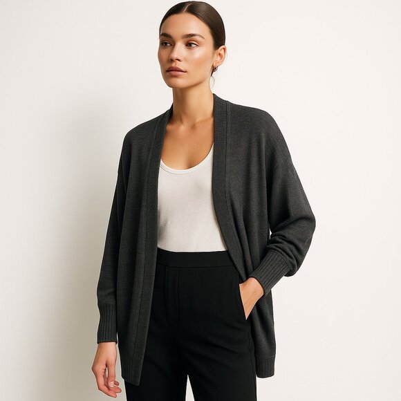 Project Social T x Out From Under Oversized Open Cardigan Charcoal XS - Picture 2 of 8